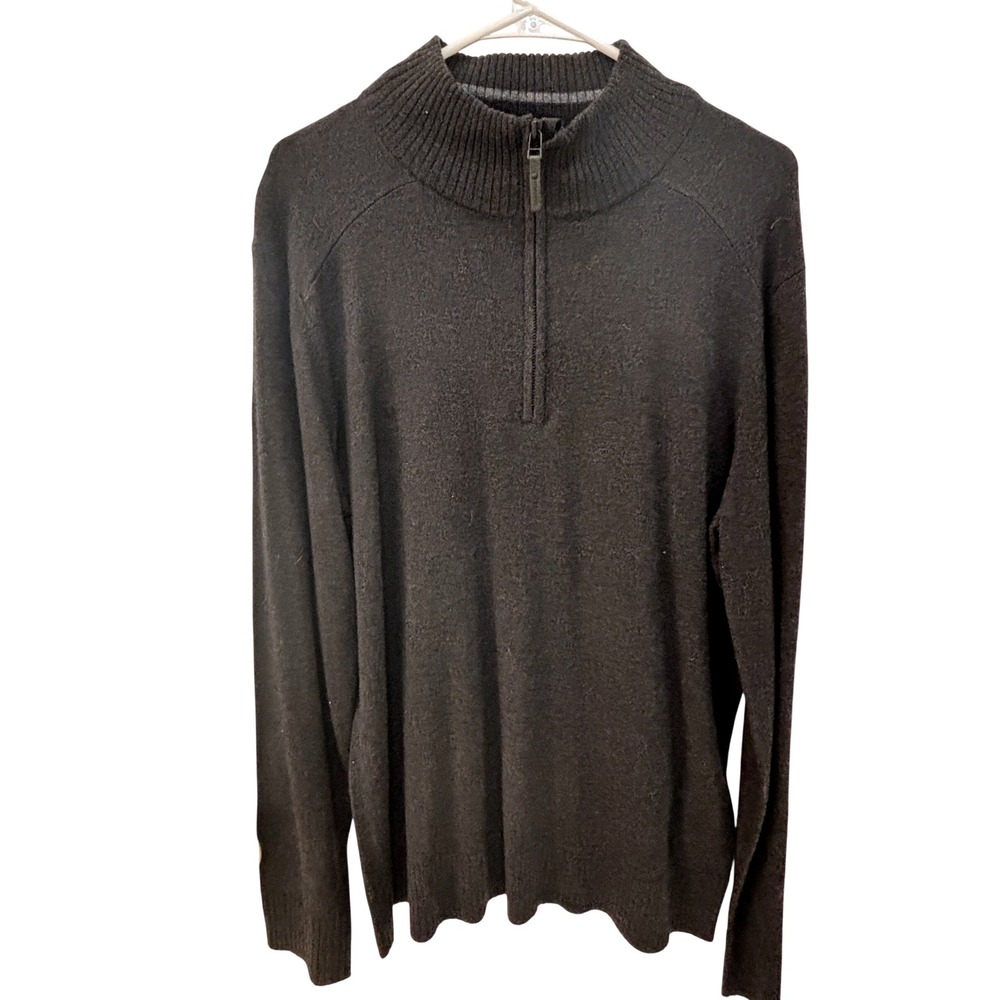 Smartwool Mens‎ Merino Wool Blend Quarter Zip Sweater Charcoal Gray Large